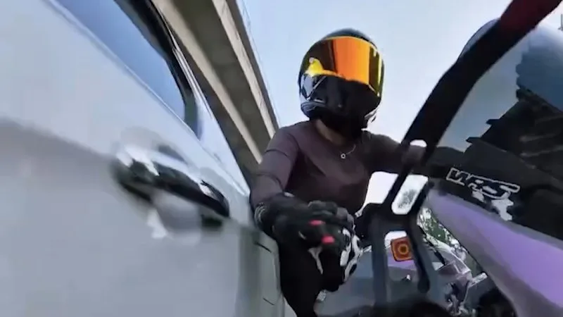 Viral video shows car smashing into motorbike