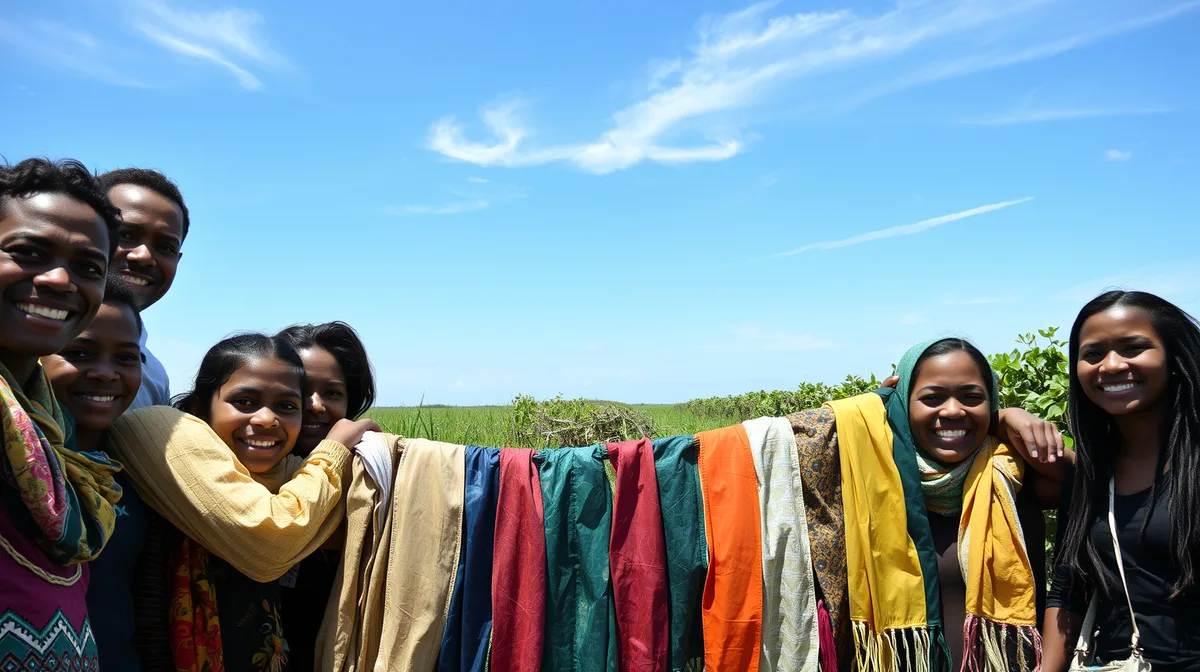 Plastic collected from mangroves became scarves in a village recycling effort
