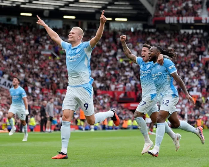 Manchester City recover from Foden red card as Haaland wins derby at United