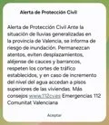 La Generalitat envía ES-Alert al litoral norte y sur de Valencia para informar del riesgo de inundación