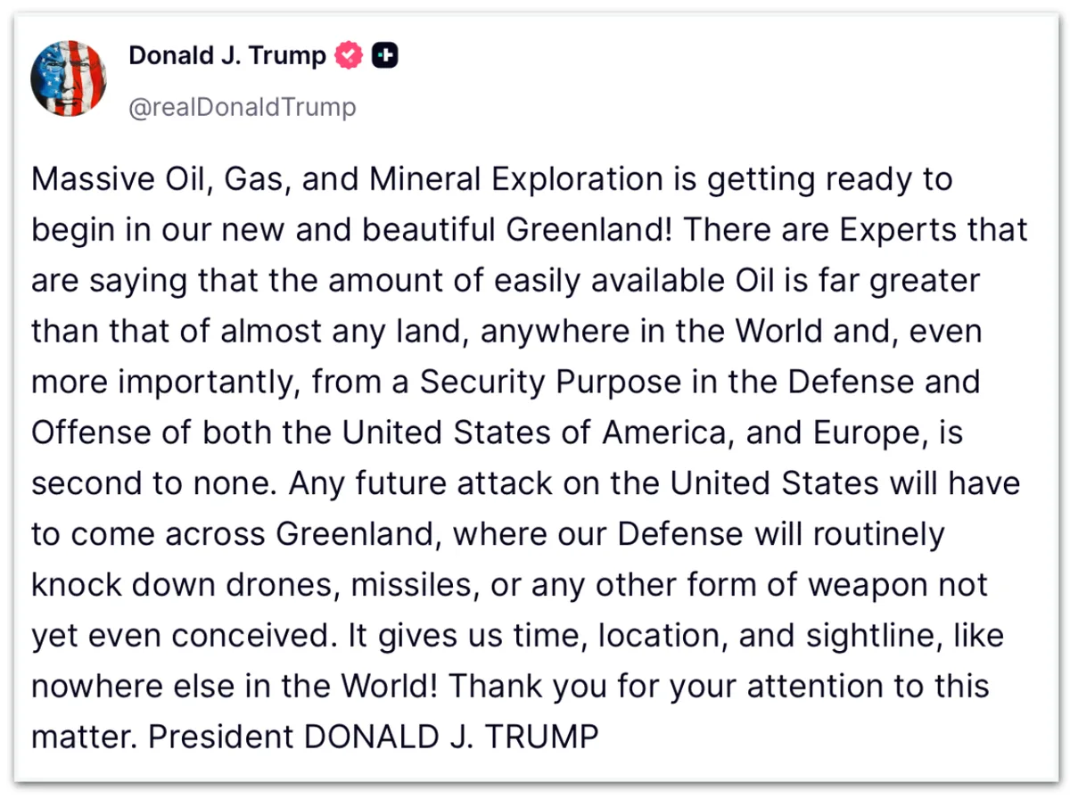 Trump anuncia exploração de petróleo, gás e minerais na Groenlândia