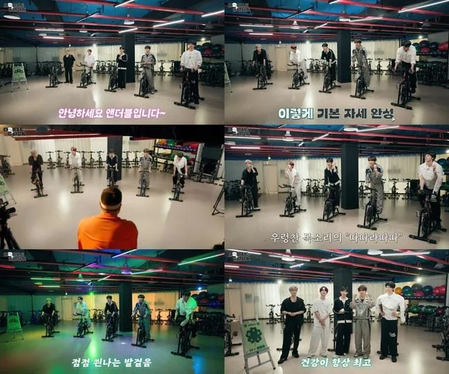 앤더블, 사이클 위에서도 '칼각'..자체 콘텐츠서 땀 뻘뻘 스피닝