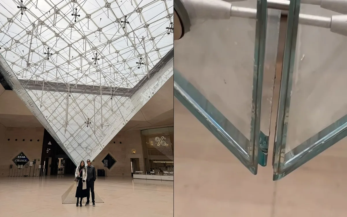 Brasileiro que viralizou ao avaliar pirâmide do Louvre diz que sempre observa acabamentos dos pontos turísticos: 'A mulher estava de olho na Mona Lisa, e eu nos vidros'