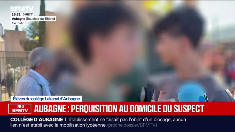 Principal et professeure blessés dans un college d'Aubagne: "Dès que j'ai vu le sang, je suis sorti du collège", raconte un élève