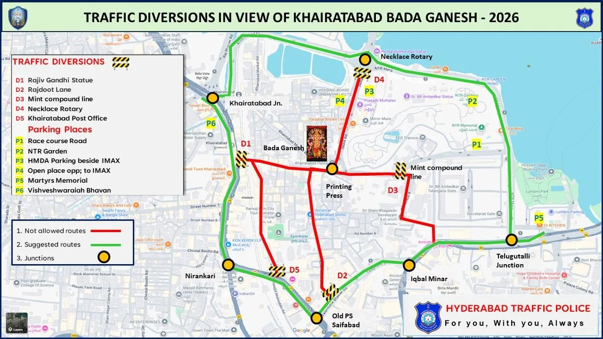 Traffic diversions for Khairatabad Ganesh from Sept. 12-24