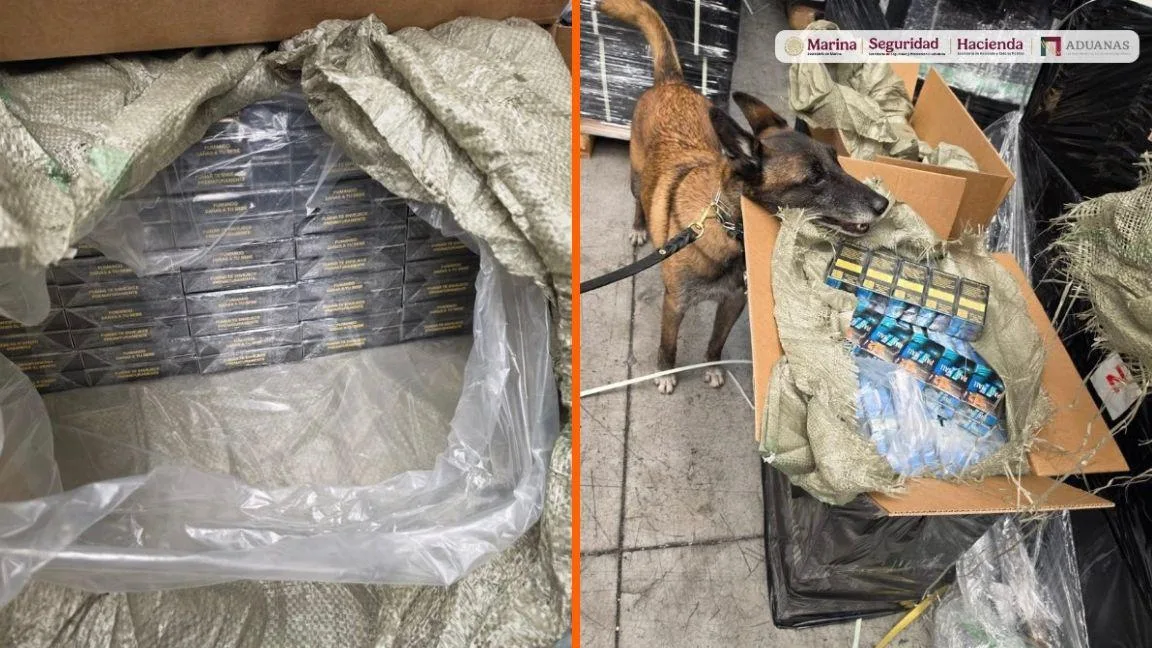 Marina y ANAM aseguran más de 5.4 millones de cigarros en el AICM