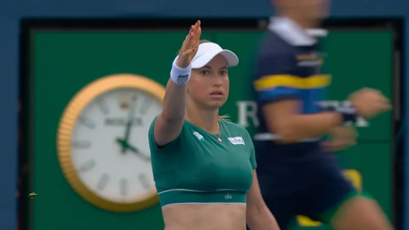 Bencic whacks ball into spectator