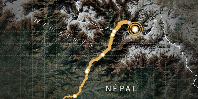 Les inondations au Népal et au Tibet, une catastrophe naturelle racontée en carte et en images par satellite