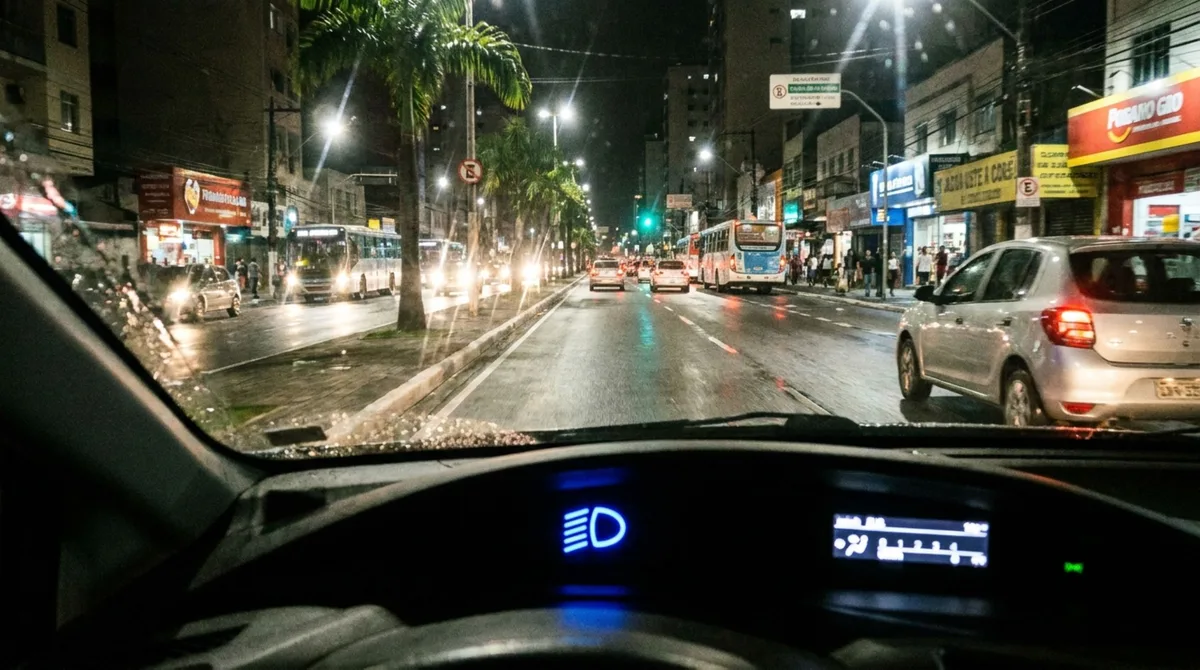 Motorista é multado por usar farol alto em avenida bem iluminada e descobre que iluminação pública muda a regra