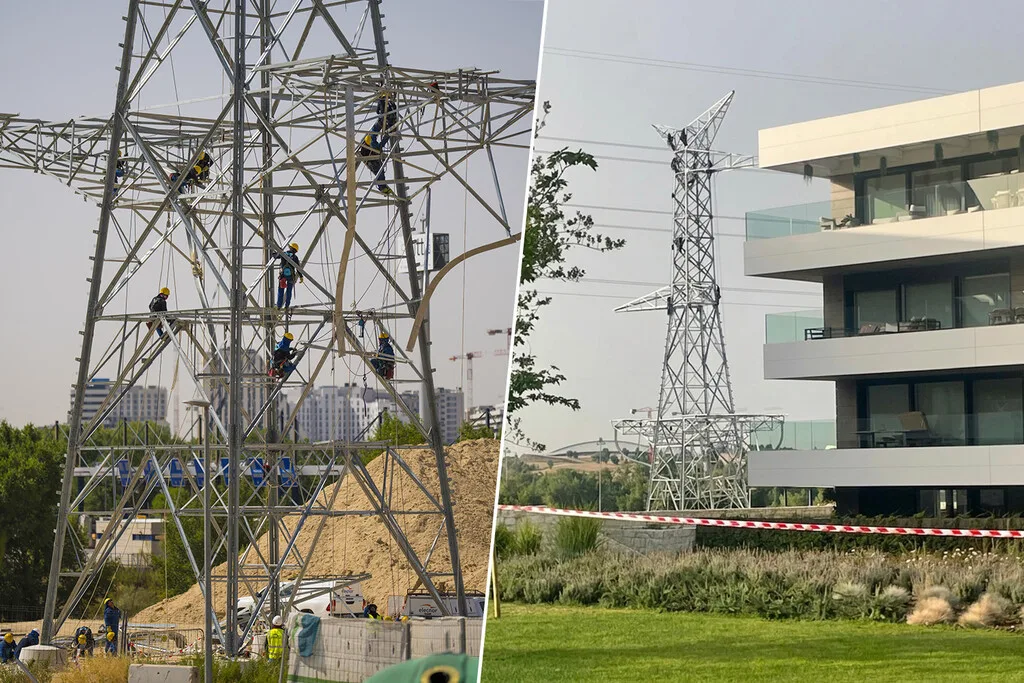 Indignación en La Moraleja: han instalado una torre de alta tensión al lado de la mayor urbanización de lujo de Madrid