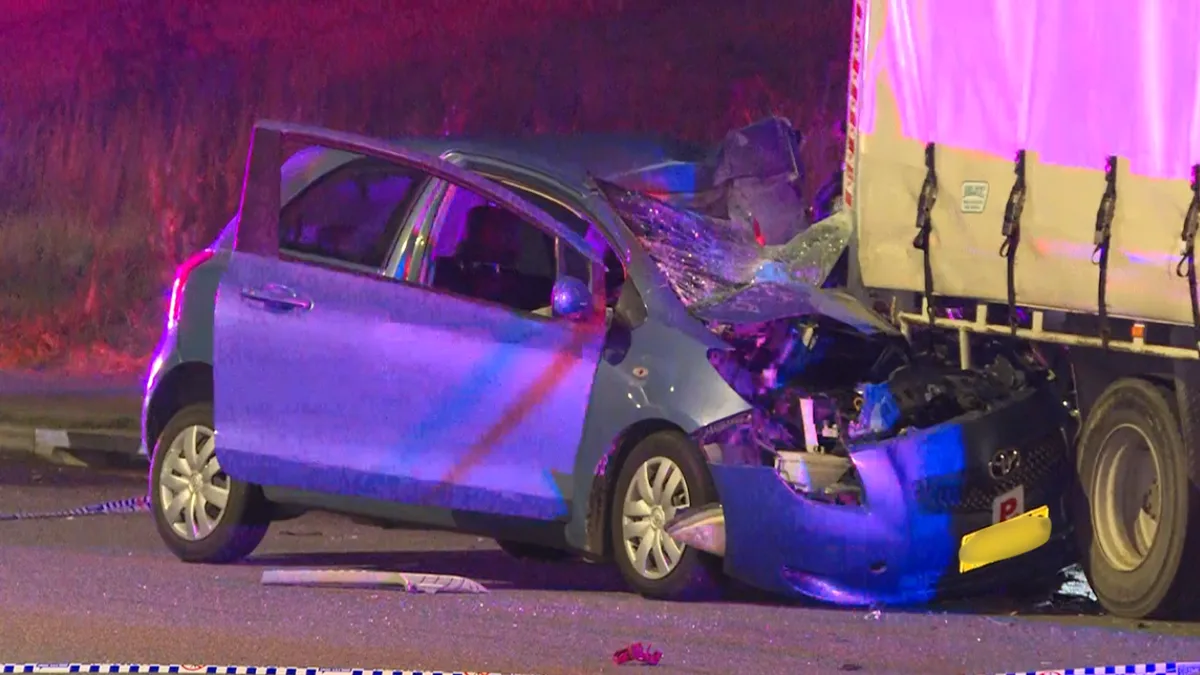 Boy, 14, fighting for life after P-plater crashes into parked truck in Elizabeth Hills, Western Sydney