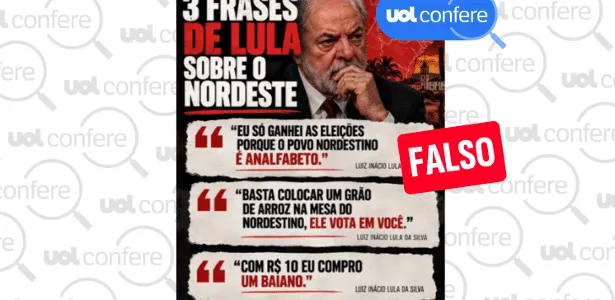 Posts manipulam frases de Lula para insinuar menosprezo a nordestinos