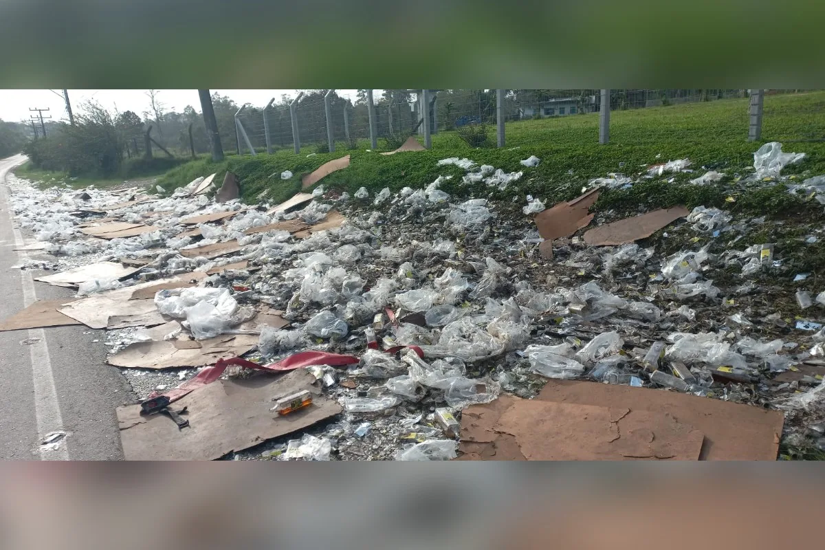 SC: carreta carregada de uísque tomba em rodovia e é saqueada