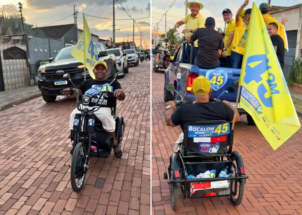 Cadeirante lidera carreata de Bocalom pelas ruas de Rio Branco