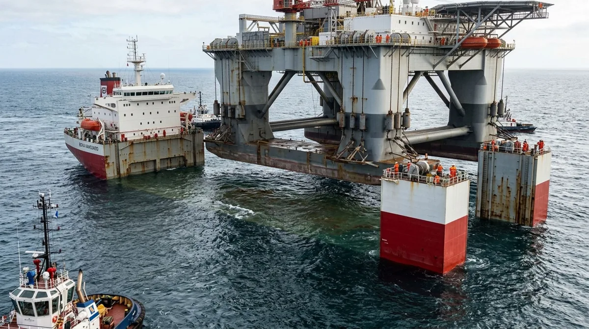 Com 275 metros de comprimento e capacidade para afundar parcialmente o próprio convés, este navio consegue entrar debaixo de plataformas, embarcações e estruturas gigantescas antes de voltar à superfície carregando tudo sobre o casco