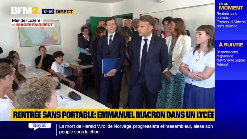 Emmanuel Macron face à des lycéens: "Dans l'enceinte du lycée, ce n'est pas bon d'avoir son téléphone"