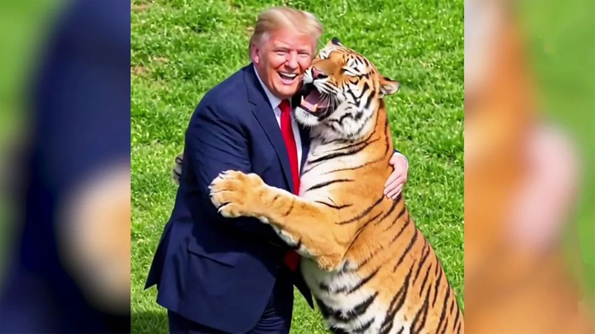 Nach tödlichem Vorfall: Tollen mit Tiger – Trump teilt geschmackloses KI-Video
