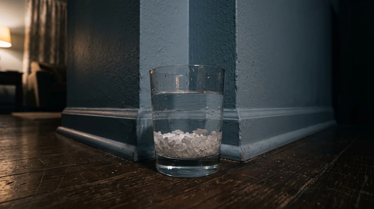 Colocar um copo com água e sal grosso no canto da sala à noite: o que acontece com a umidade e a atmosfera do ambiente enquanto você dorme