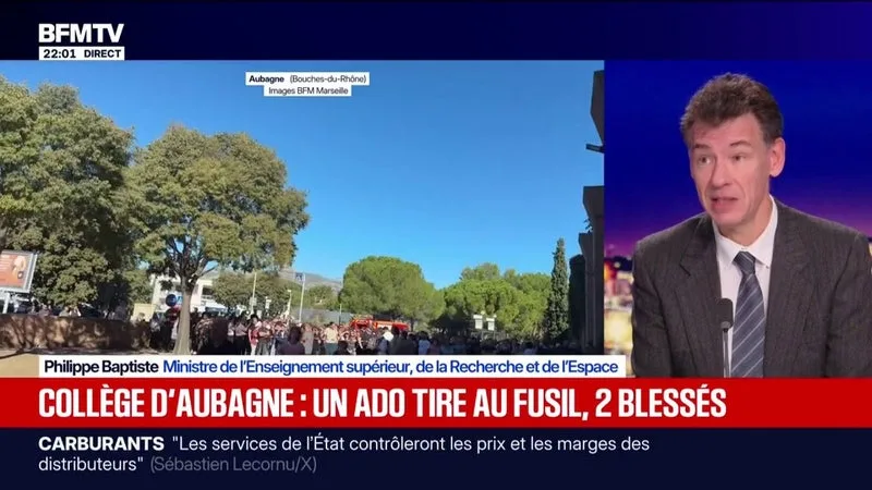 Collège d'Aubagne: "L'École doit être un sanctuaire, un endroit où la violence ne doit pas entrer", estime Philippe Baptiste, ministre de l'Enseignement supérieur