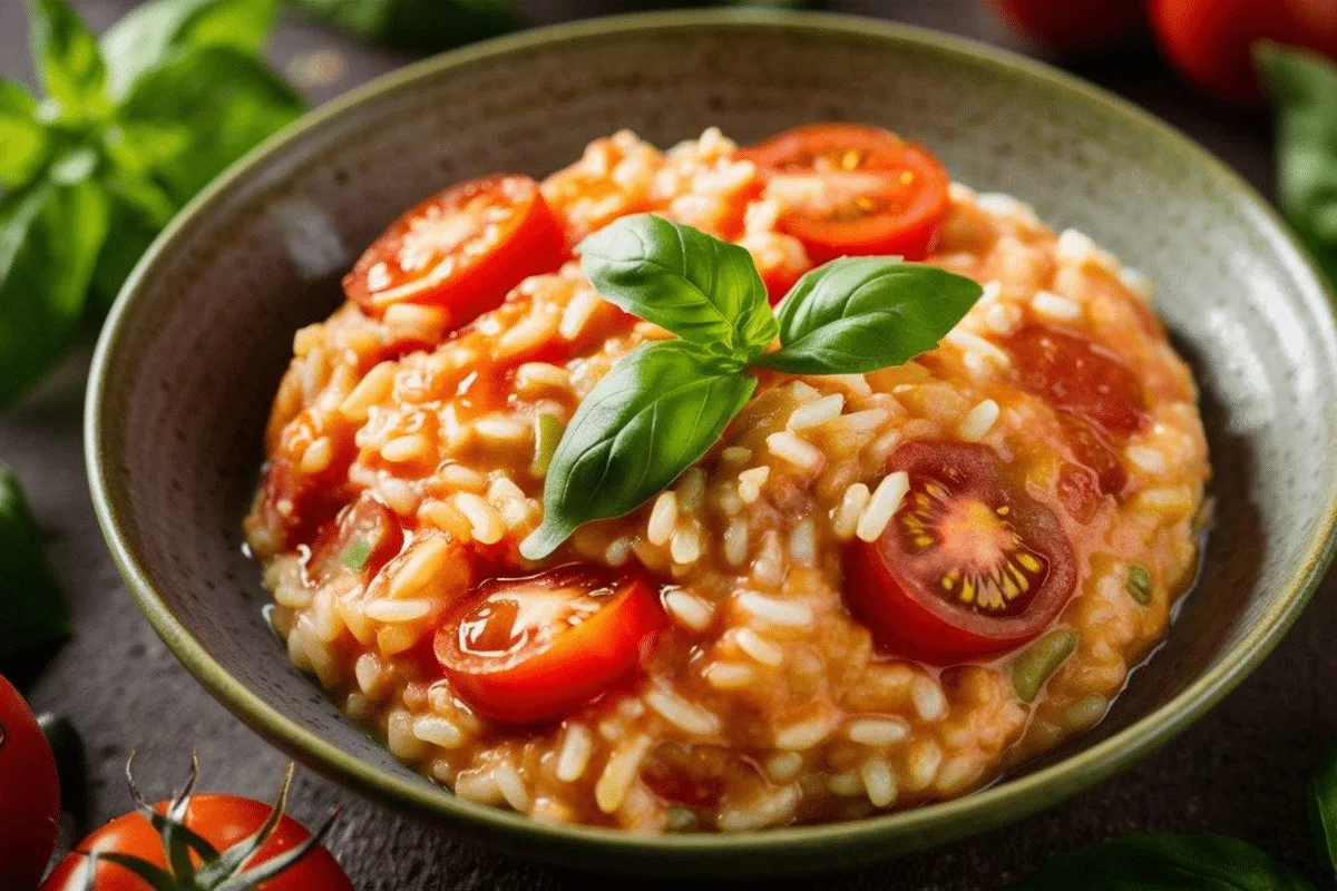 Este risoto de tomate-cereja com manjericão é a receita fácil que faltava para o seu jantar