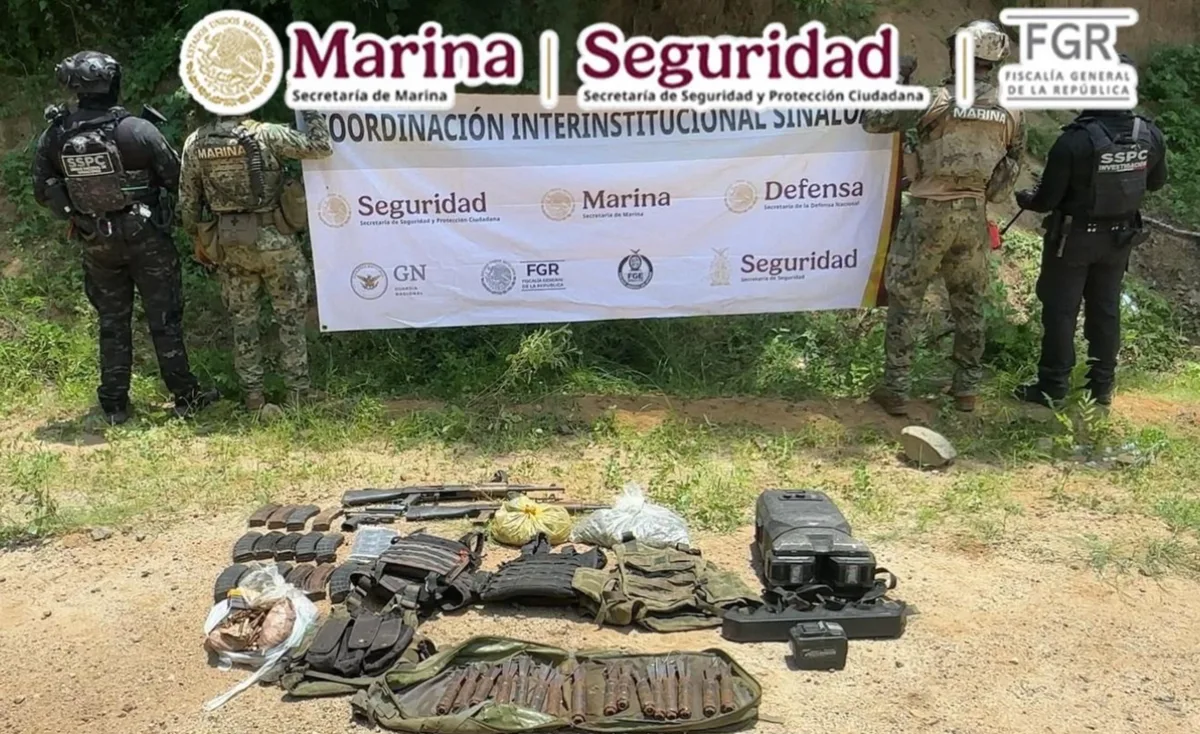 Aseguran armamento, 49 explosivos y droga en Concordia, Sinaloa; no hay detenidos