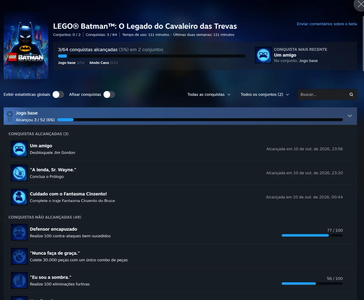 Reformulação no Steam agora separa conquistas do jogo base e expansões