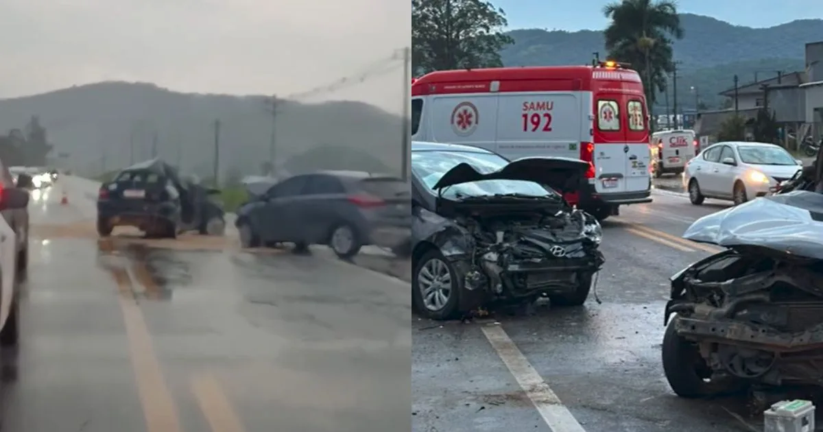 Motorista morre em grave colisão entre dois carros na BR-282 na Grande Florianópolis