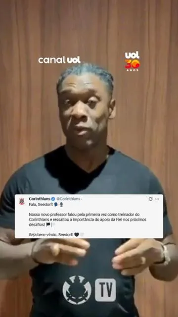 Seedorf no Corinthians: técnico fala português em vídeo para a torcida
