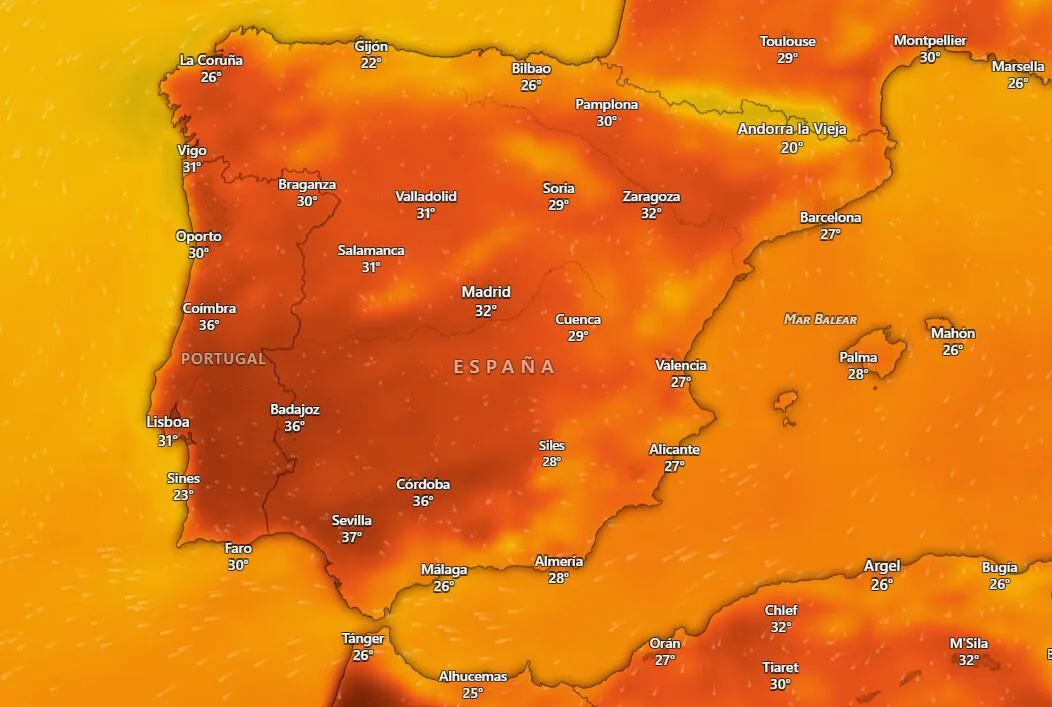 Y el calor no se quiere ir: la Aemet prevé hasta 35 °C en gran parte de España este domingo y mínimas por encima de los 20 °C