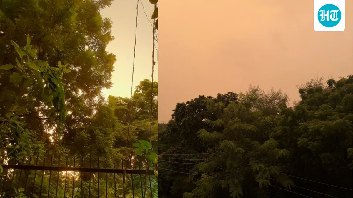 ‘Feels like Venus’: Delhi-NCR residents stunned as sky turns strangely yellow amid rain