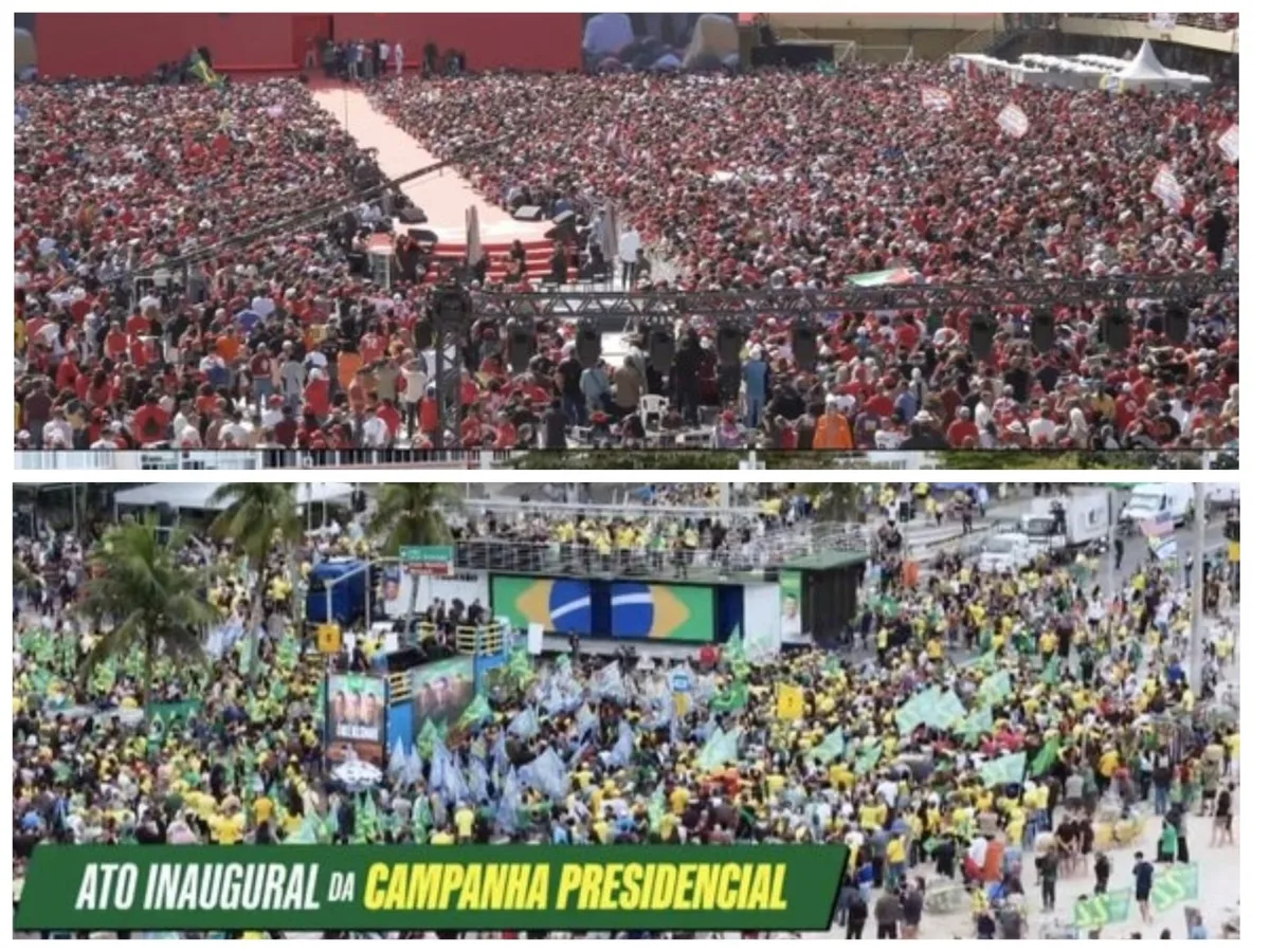 Veja, em fotos e vídeos, a diferença de público nos atos de Lula e Flávio