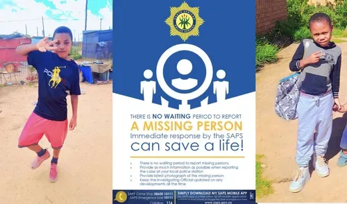 Missing boys in Bloemfontein: Police seek help to find brothers aged nine and 11