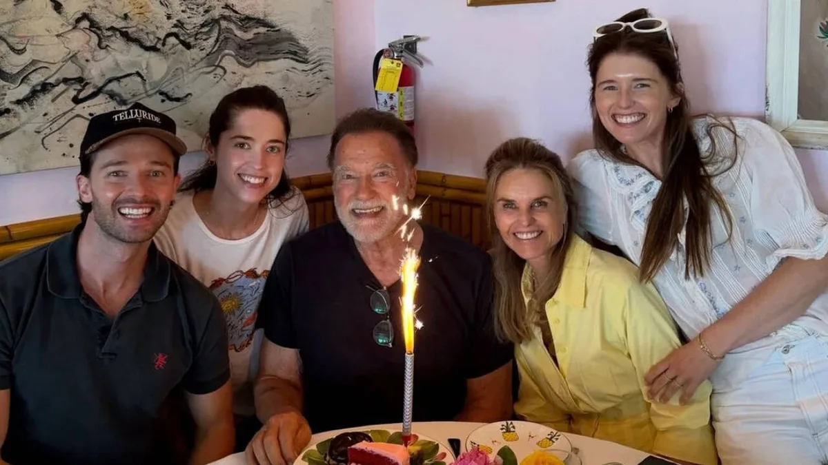 Rare family photo shared: Arnold and Maria reunite in viral dinner pic