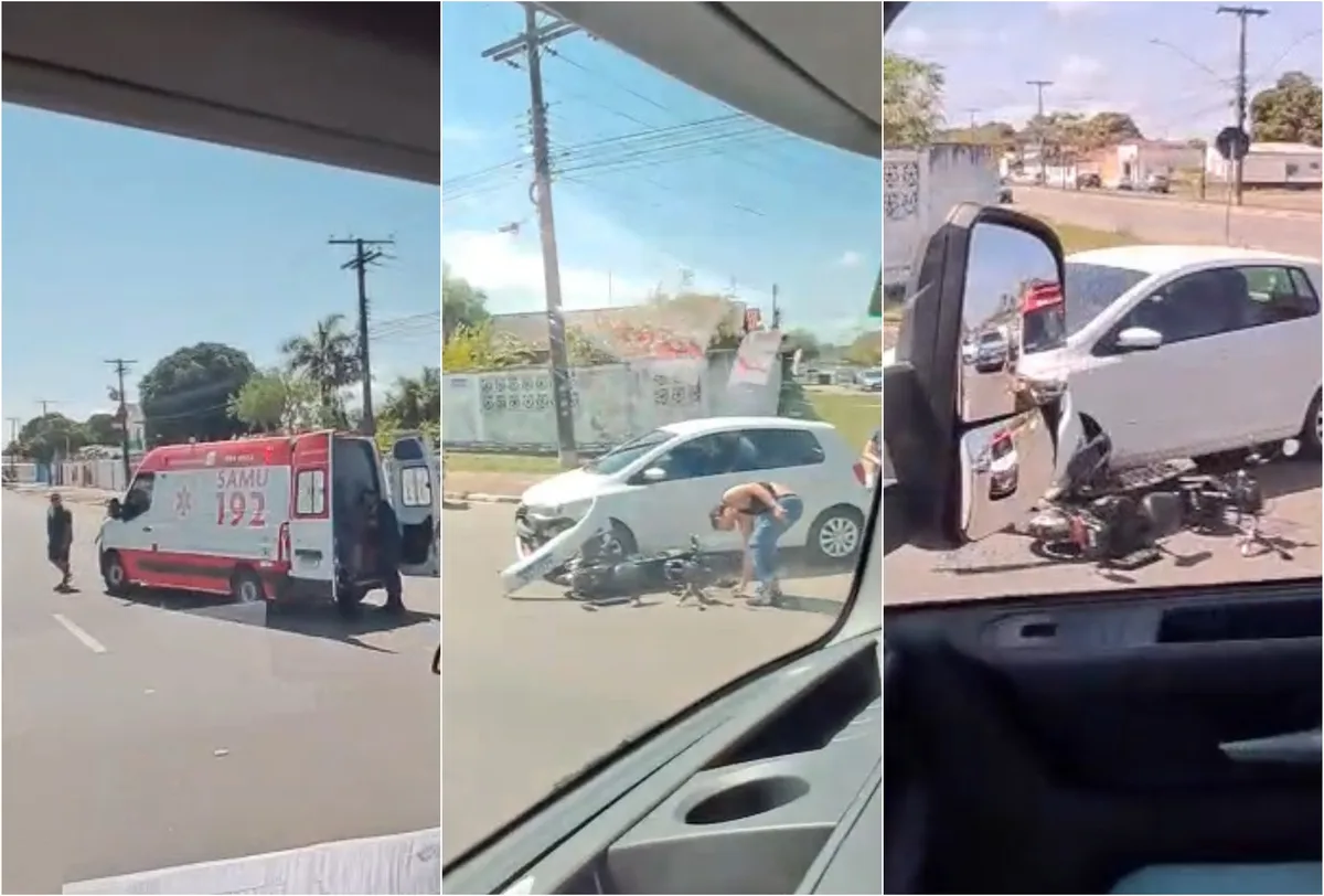 Jovens em bicicleta elétrica ficam feridos após andar na contramão e colidir com carro em Boa Vista