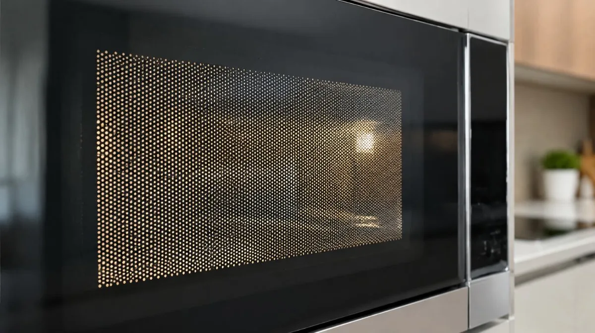 Pocos lo saben: por qué la puerta del microondas tiene una malla negra y cómo evita que las ondas salgan al exterior
