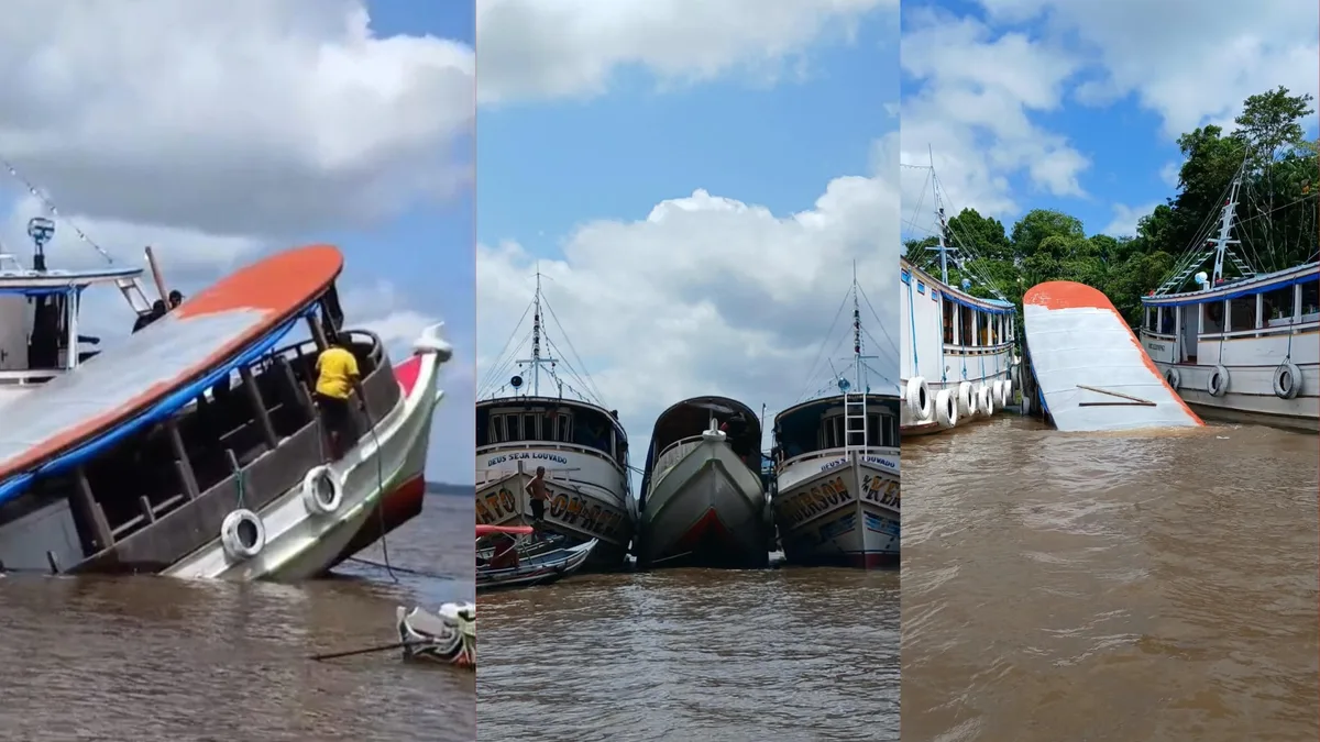 Barco que transportava açaí naufraga em Breves, no Marajó