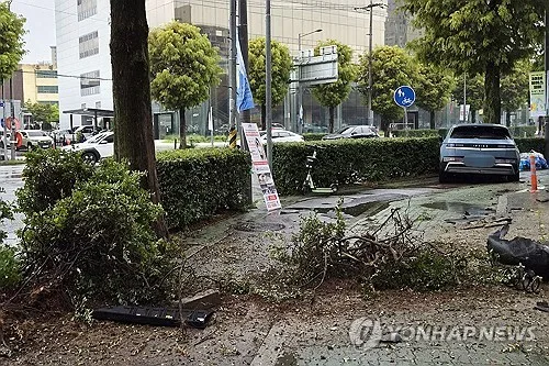 광주서 SUV 인도 올라타 가로수 충돌…인명피해 없어