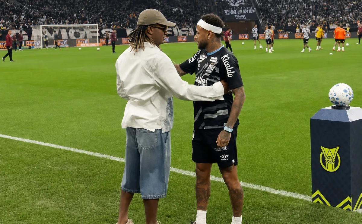 El abrazo que no pasó desapercibido: André Carrillo y Neymar se reencontraron antes del clásico en el Brasileirao