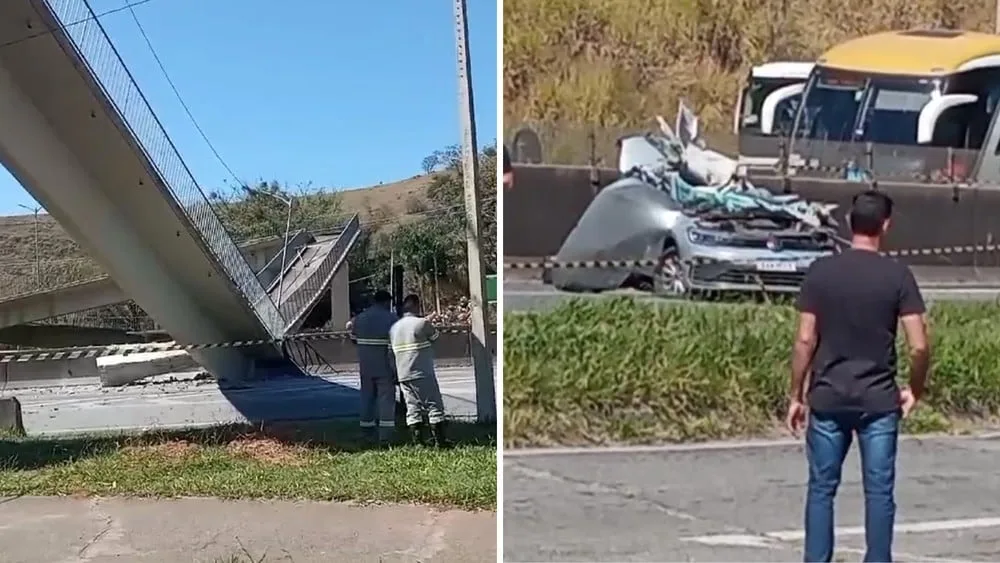 Una pasarela se desplomó sobre una autopista de Brasil tras ser impactada por un camión: al menos dos muertos