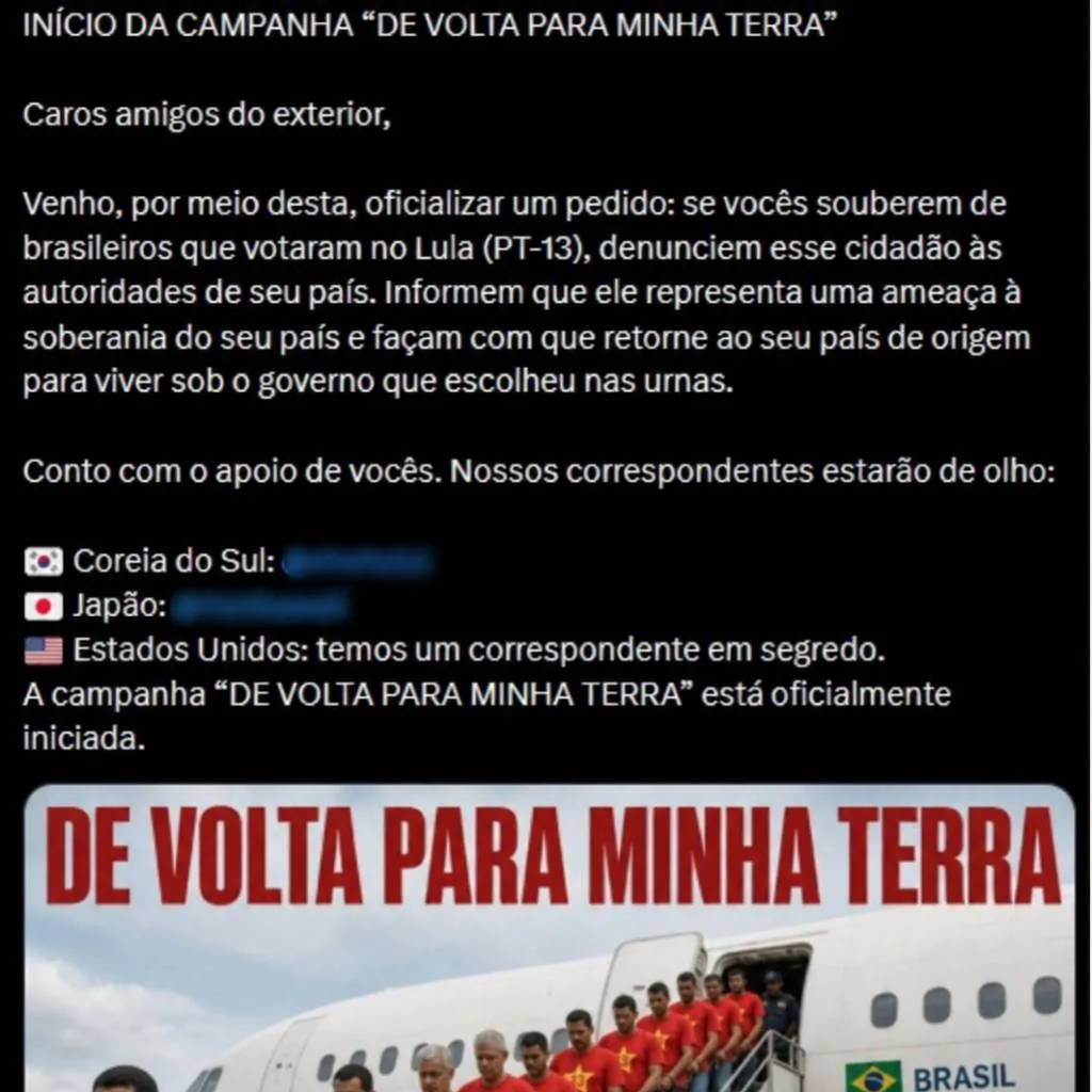 Perfis pró-Flávio no Brasil e no exterior expuseram eleitores de Lula e incentivaram denúncias