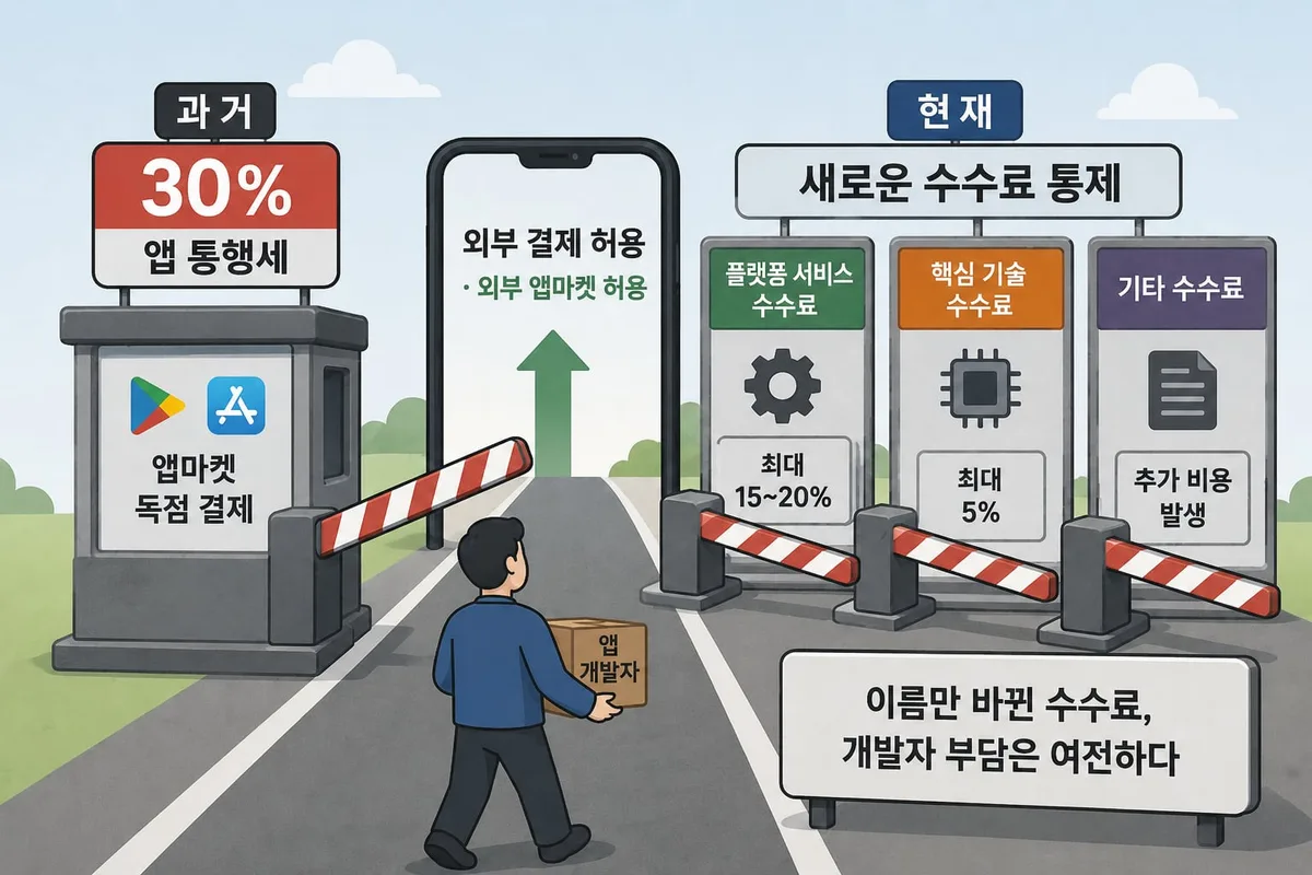 구글·애플 ‘30% 앱 통행세’ 물러났지만…수수료 이름만 바꿨다