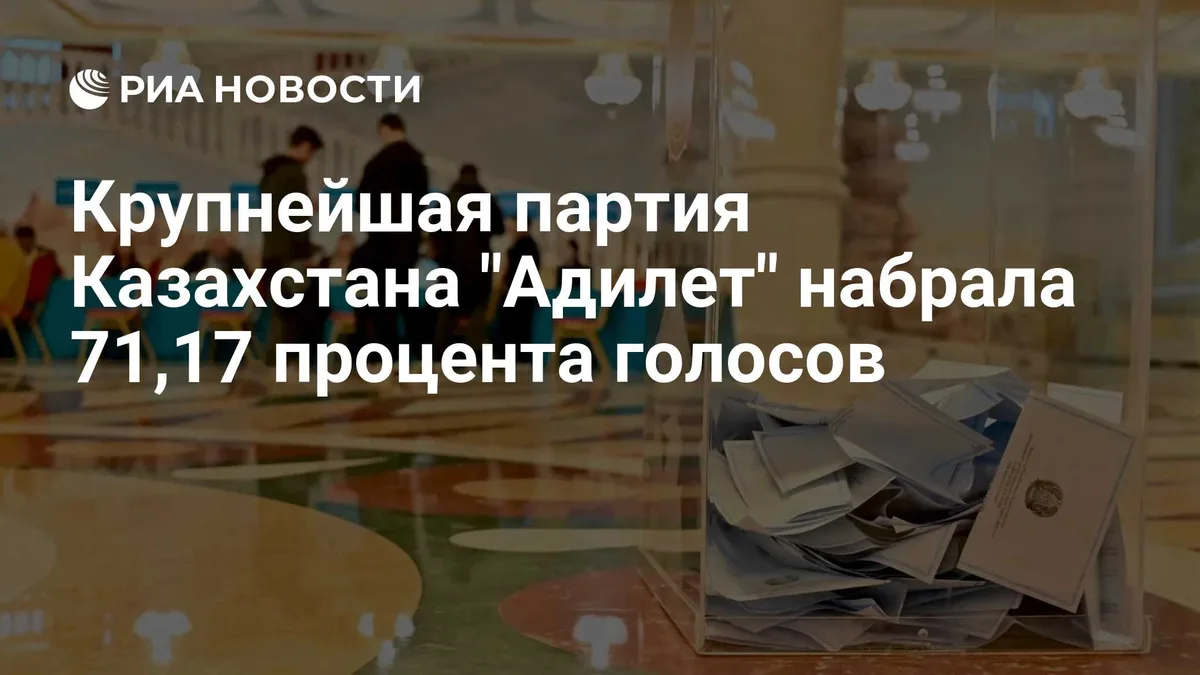 Крупнейшая партия Казахстана "Адилет" набрала 71,17 процента голосов