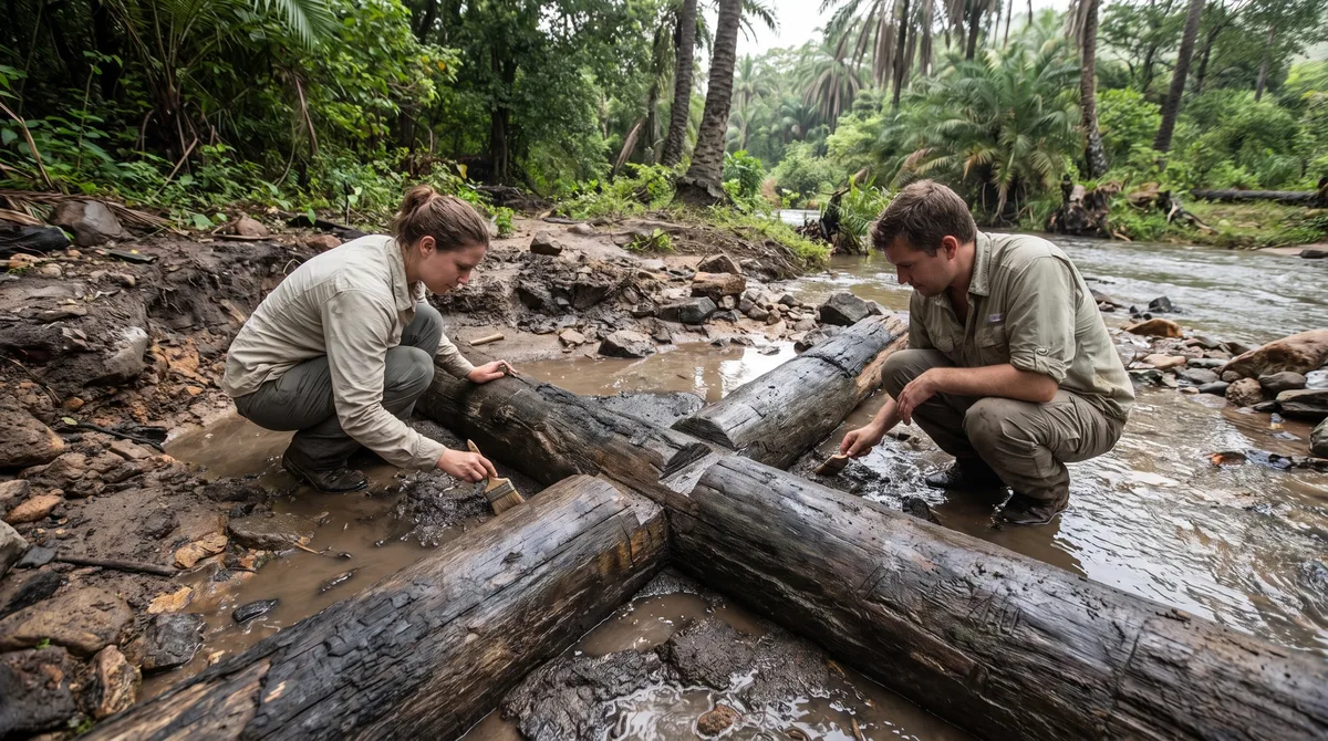 Dois troncos encaixados por um entalhe ficaram preservados na Zâmbia por pelo menos 476.000 anos, mas a construção contradiz a imagem de hominínios móveis com pouca diversidade tecnológica
