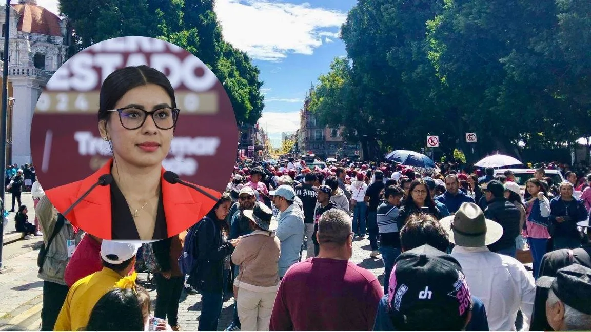 Marchan en Puebla con “La Bonita” Sánchez previa a registro en Morena