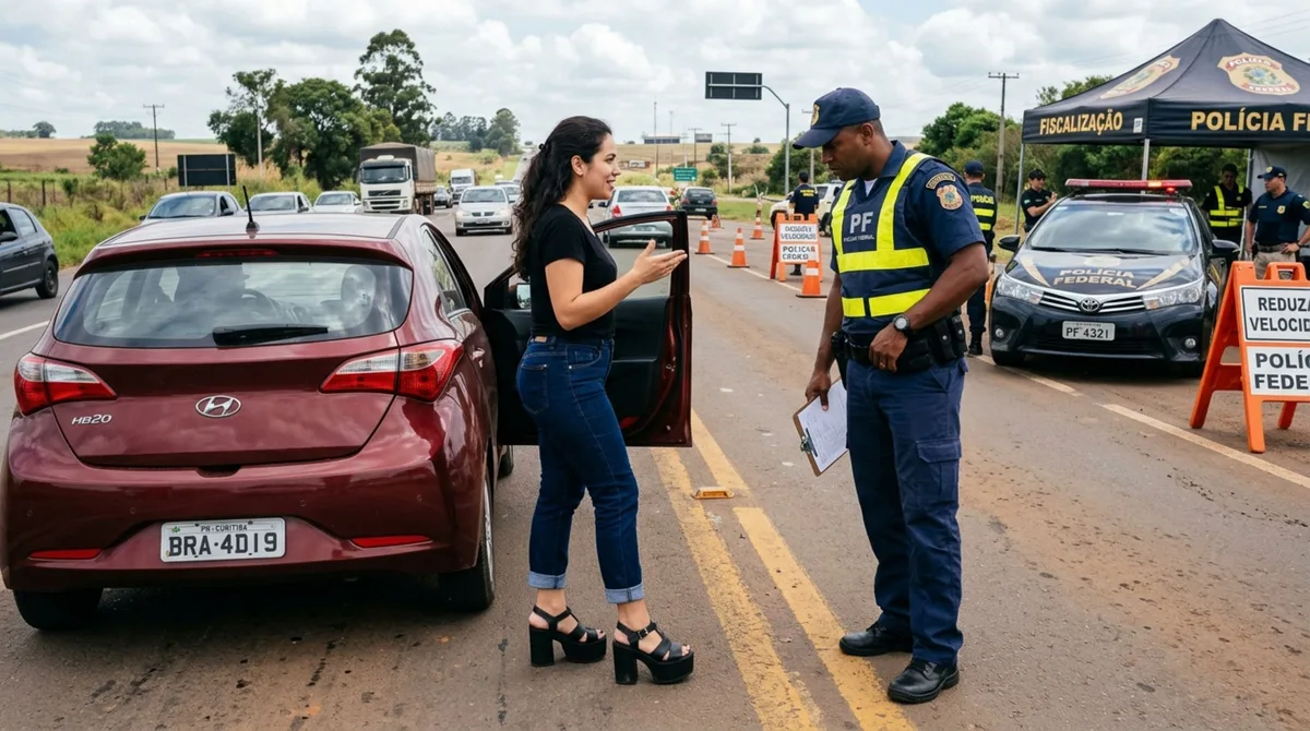 Motorista é parado em blitz usando sapato de plataforma, diz que o calçado está preso ao pé e acredita estar dentro da regra, agente explica por que isso pode não ser suficiente