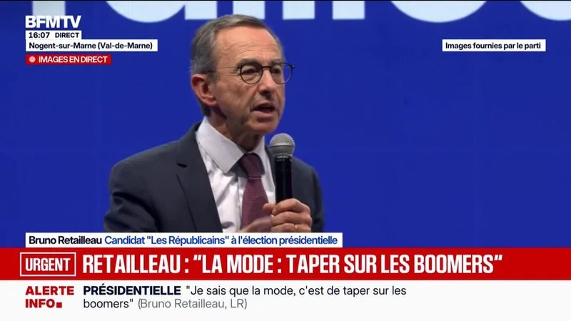 Présidentielle: "Vous, la jeunesse de France, êtes en première ligne du combat qui vient", déclare Bruno Retailleau, candidat "Les Républicains" à l'élection présidentielle