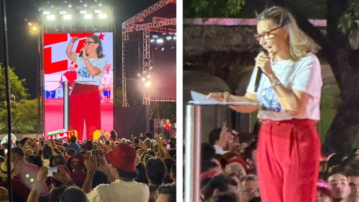 Janja convoca mulheres para garantir ‘tetra’ de Lula e ataca família Bolsonaro em comício do PT