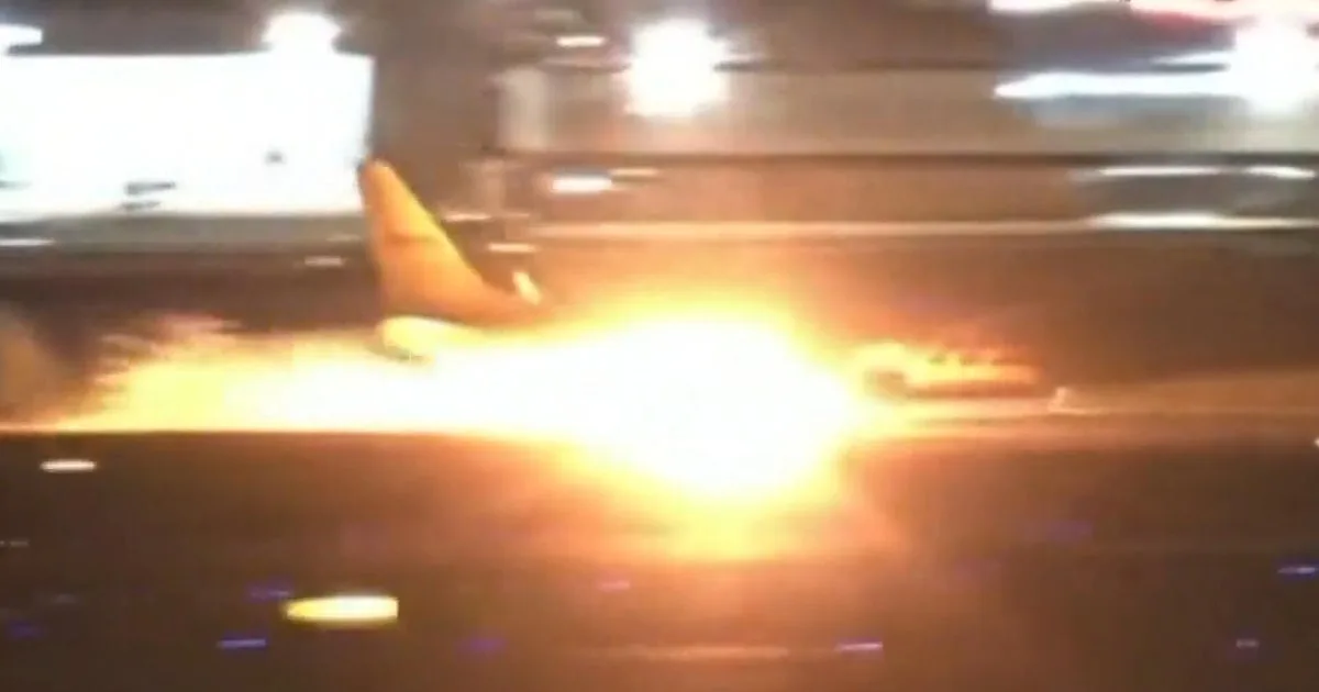 DHL cargo plane blows tires, catches fire on landing