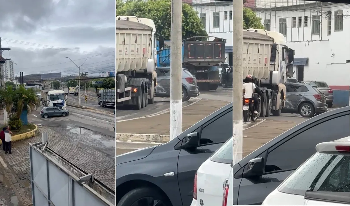 VÍDEO: carro é arrastado por carreta por 50 metros com idoso ao volante e sai ileso em Itaperuna
