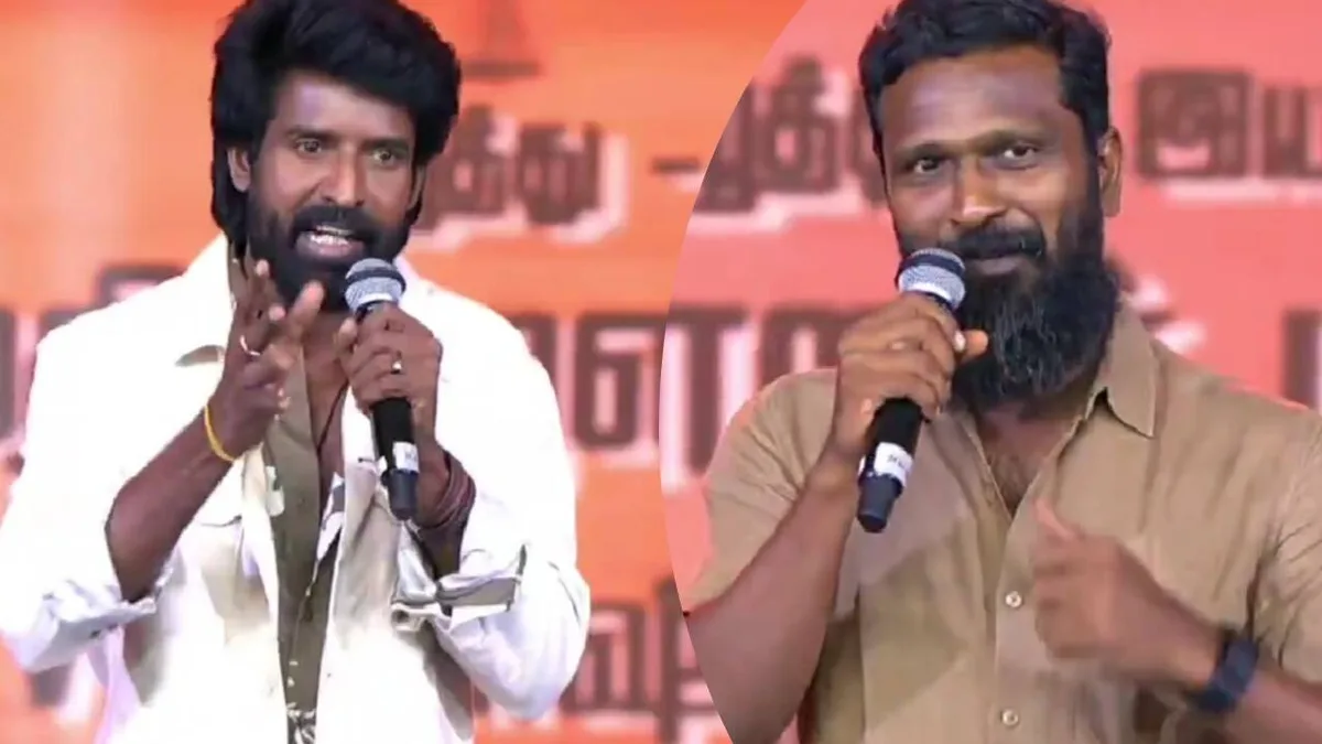 Soori thanks filmmaker Vetri Maaran at 'Mandaadi' Chennai audio launch event